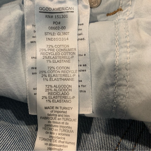 Good American Blue Ankle Cropped Jeans with Distressed Hem - Picture 6 of 13